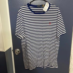 New polo blue and white stripes shirt